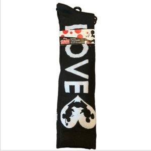 Disney Mickey & Minnie Black And White Love Knee High Socks Shoe Size 4-10